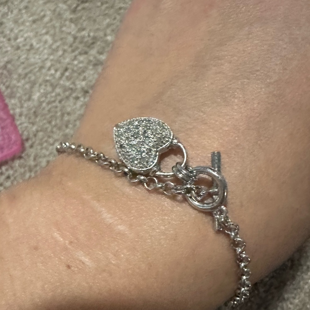 925 Ruby and Spinel  Heart Charm Bracelet
